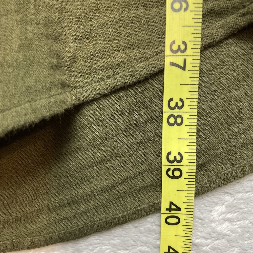 Loft Ann Taylor Womens 100% Cotton Gauze Shirt Dress Sz L Army Green Minimalist - Picture 7 of 8